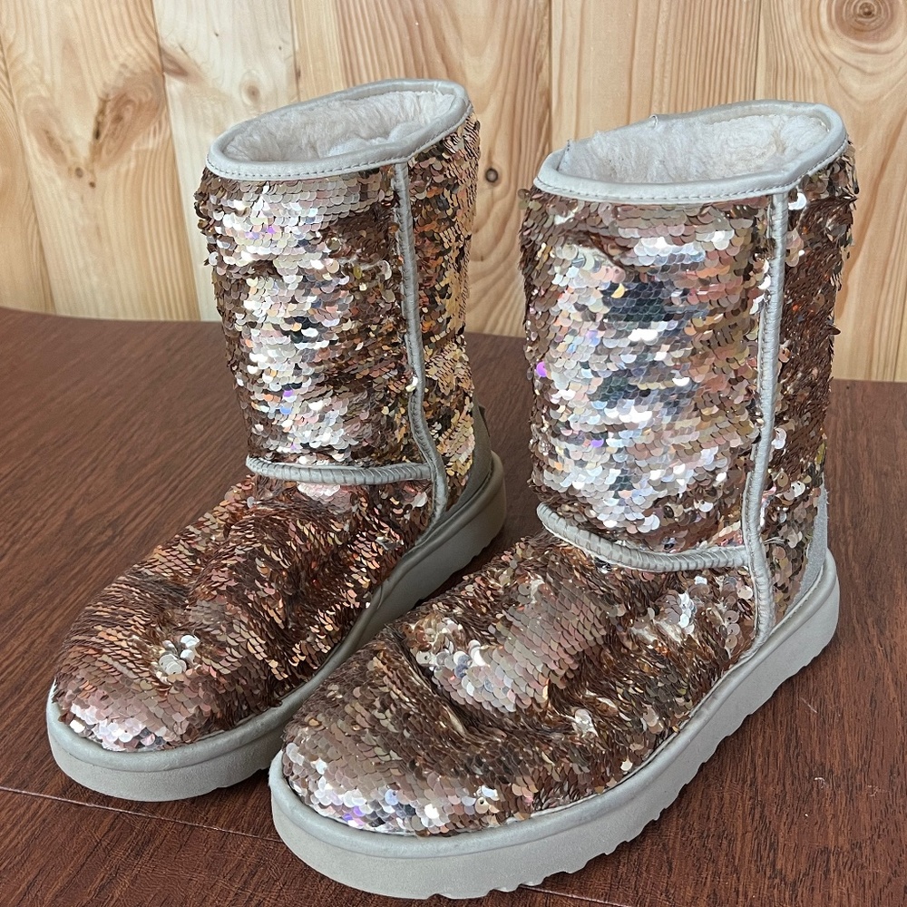 Ugg Sequin Gold Boots | Size 10